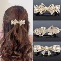 Pinza para el pelo de lujo con diamantes de imitación, pasadores de Metal con flor de cristal brillante para primavera, tocados para fiesta y boda, regalo para mujeres y niñas