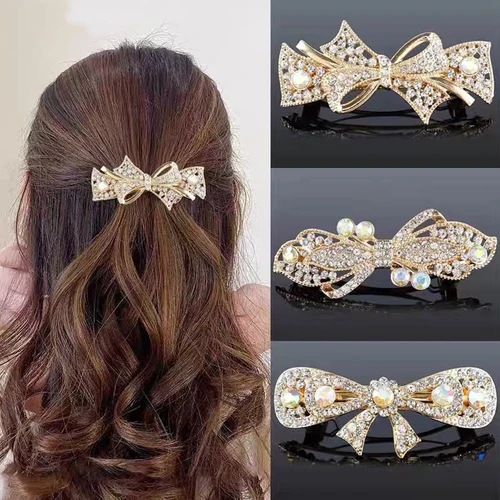 Pinza para el pelo de lujo con diamantes de imitación, pasadores de Metal con flor de cristal brillante para primavera, tocados para fiesta y boda, regalo para mujeres y niñas