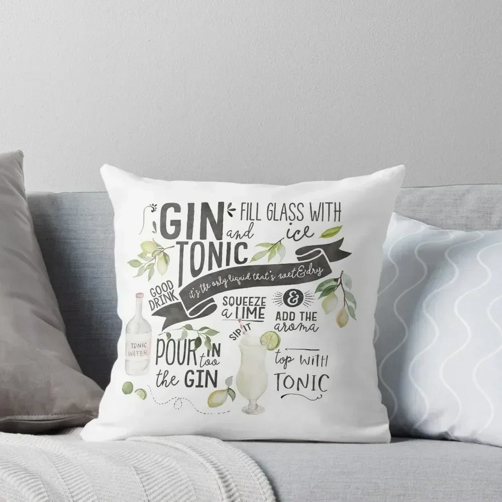 

Gin Tonic Recipe In Watercolor Throw Pillow Christmas Pillow Cases Cusions Cover Pillowcases Cushion Covers Sofa pillow