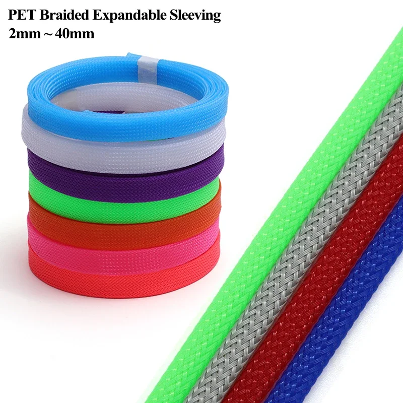 

Expandable Insulated Braided Sleeving 2/4/6/8/10/12/14/16/20/25/30/40mmTight PET Wire Gland High Density Protection Cable Sleeve