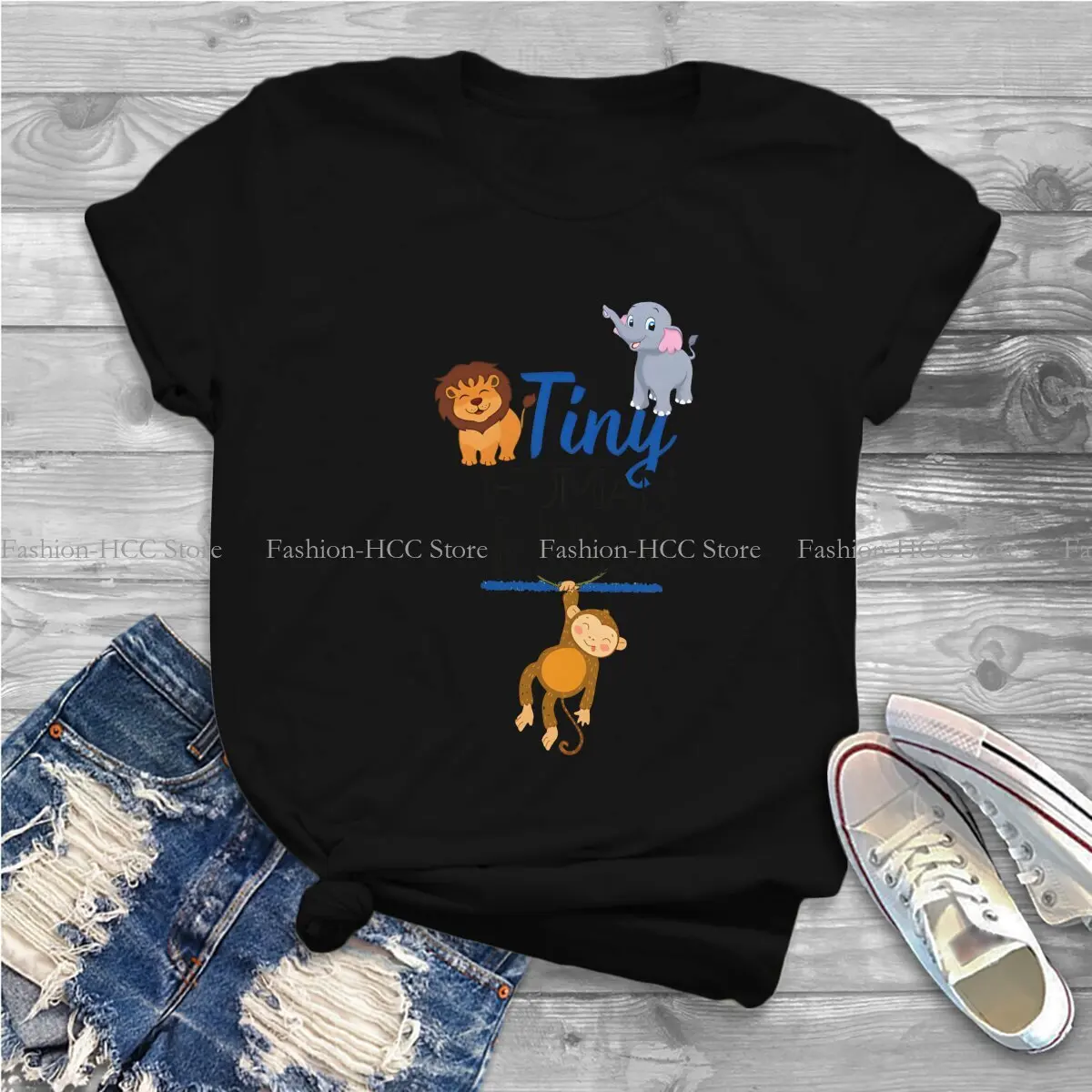 Apen Polyester T-Shirts Kleine Menselijke Tamer Personaliseren Heren T-Shirt Grappige Kleding