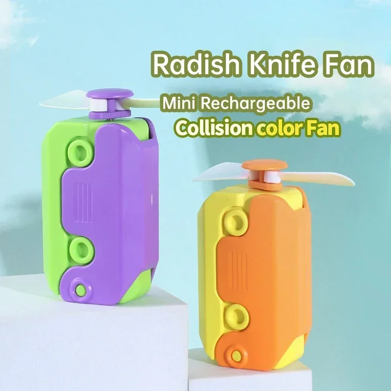 Fan New 3D Gravity Radish Knife Small Fan Small Knife Decompression Toy 3D Printing Small Radish Knife Series Fan