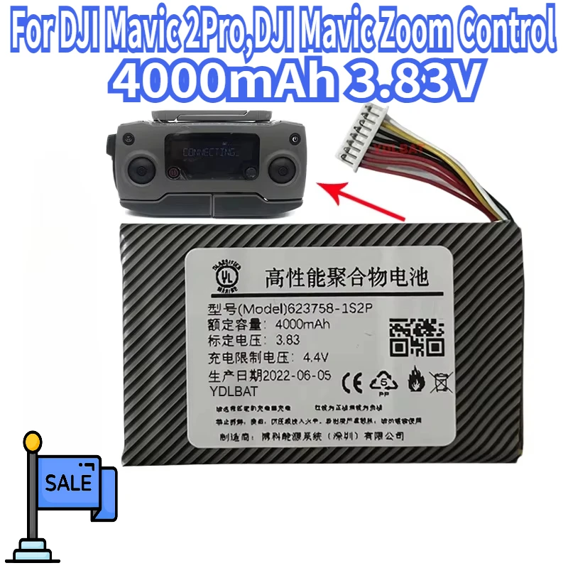 

4000mAh 3.83V Battery for DJI Mavic 2Pro,DJI Mavic Zoom Control 2 Pro Li-po Polymer Rechargeable 623758-1S2P