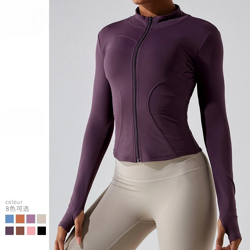 

Sean Tsing Zipper Sports Jacket Women Long Sleeve Fitness Yoga Shirt Gym Top Activewear Running Coats Push Up Workout Clothes