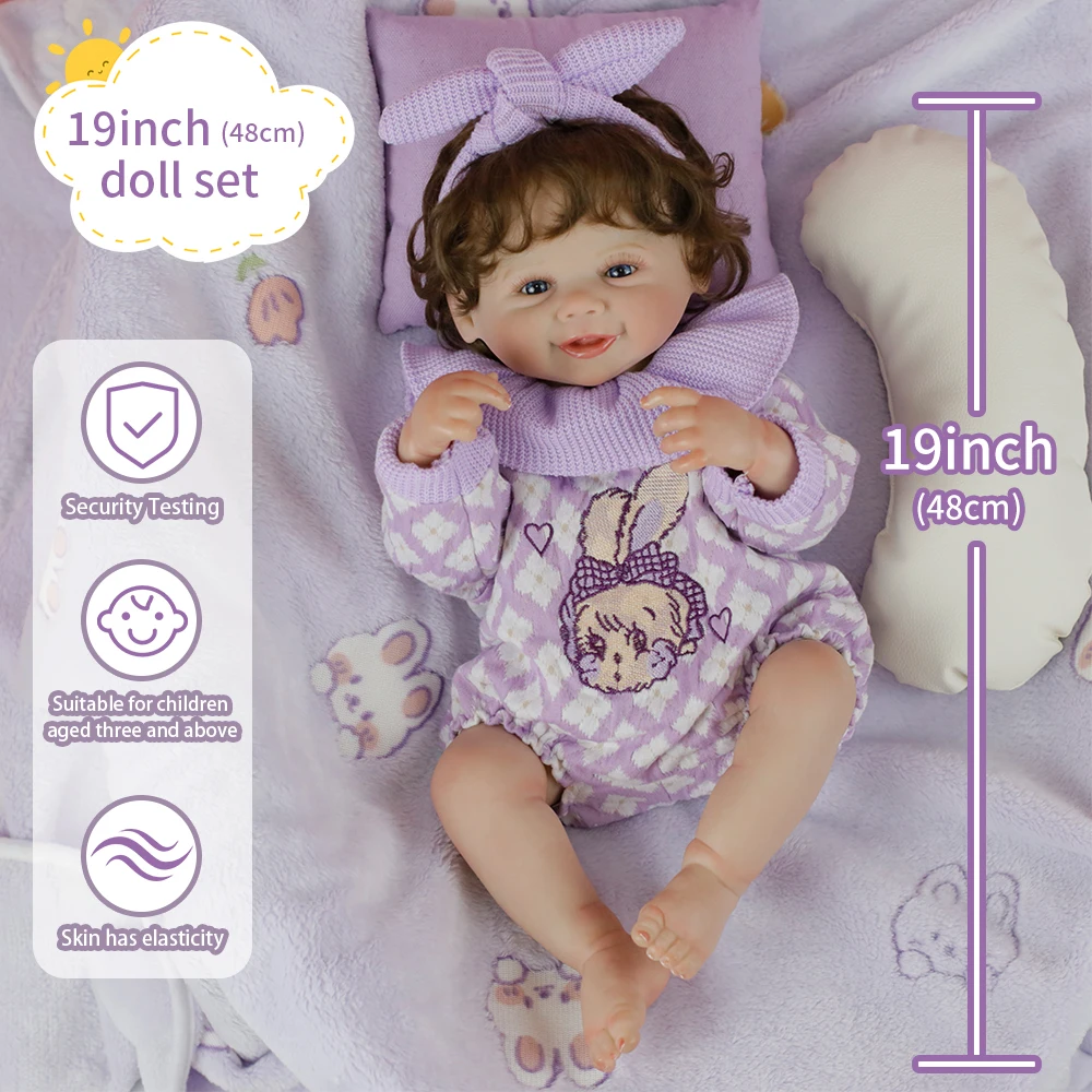 

19inch Already Finished Reborn Baby Doll Girl Hand Rooter Hair with Visible Vein 3D Skin Tone Art Collection Doll Christmas Gift