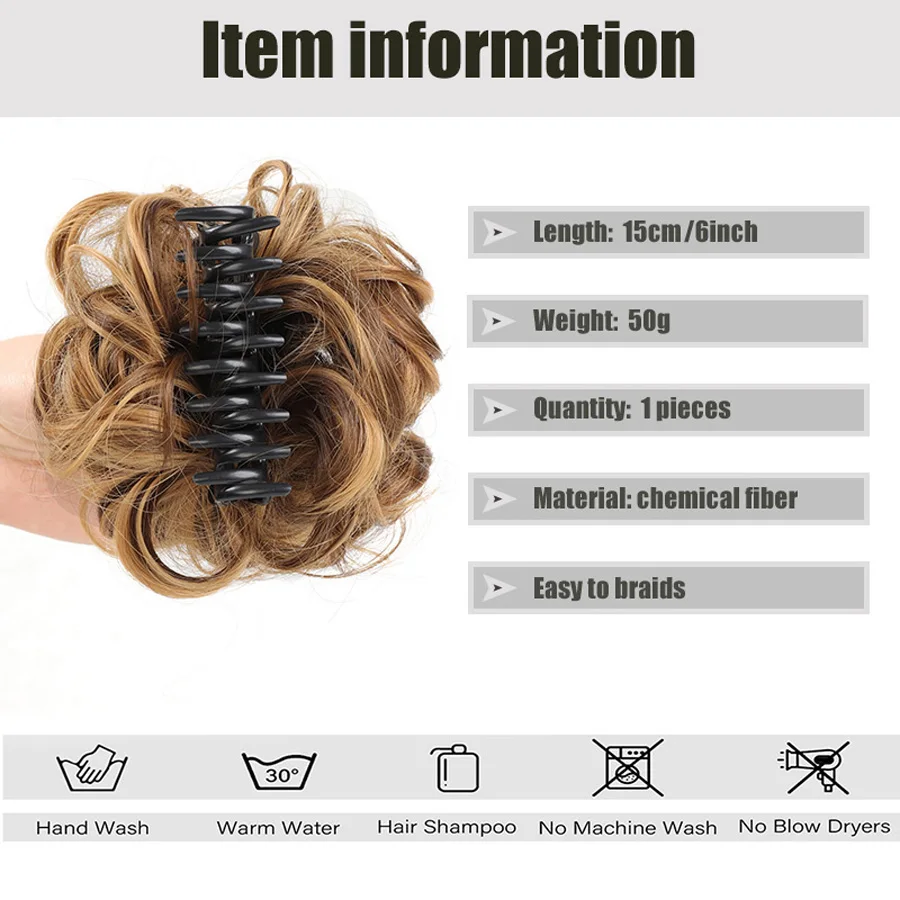 short Messy Bun Ponytail with claw Messy Bun Extensions Wavy Curly Chignon Synthetic Tousled Updo Hairpieces for Women Girls