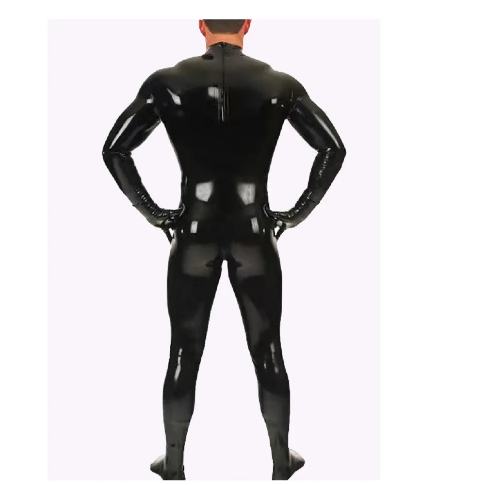 Men's PVC Shiny Jumpsuit Sexy Cosplay Faux PU Leather Wet Look Bodysuit Penis Hole Convex Pouch Leotard Tight M-5XL Shapewear