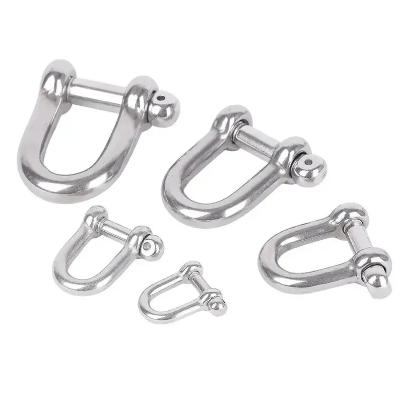 yes50Pcs D Type Shackle 304 Stainless Steel D Rigging Shackle Rustproof Marine Boat Screw Pin Dee Buckle Type D- Dee Hooks M4 M5