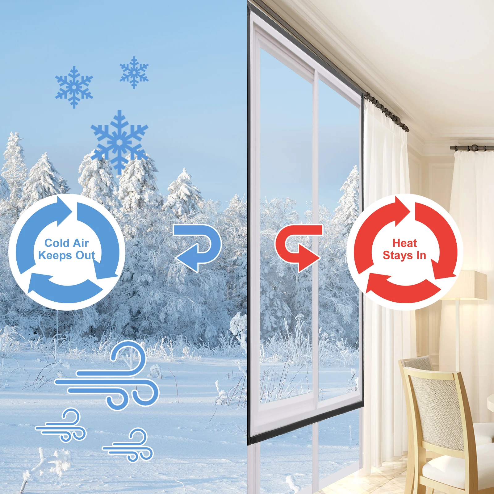 TPU Black Window Insulation Screen Window Film Transparent Soft Glass Film For Window Warm in Winter and Cool in Summer