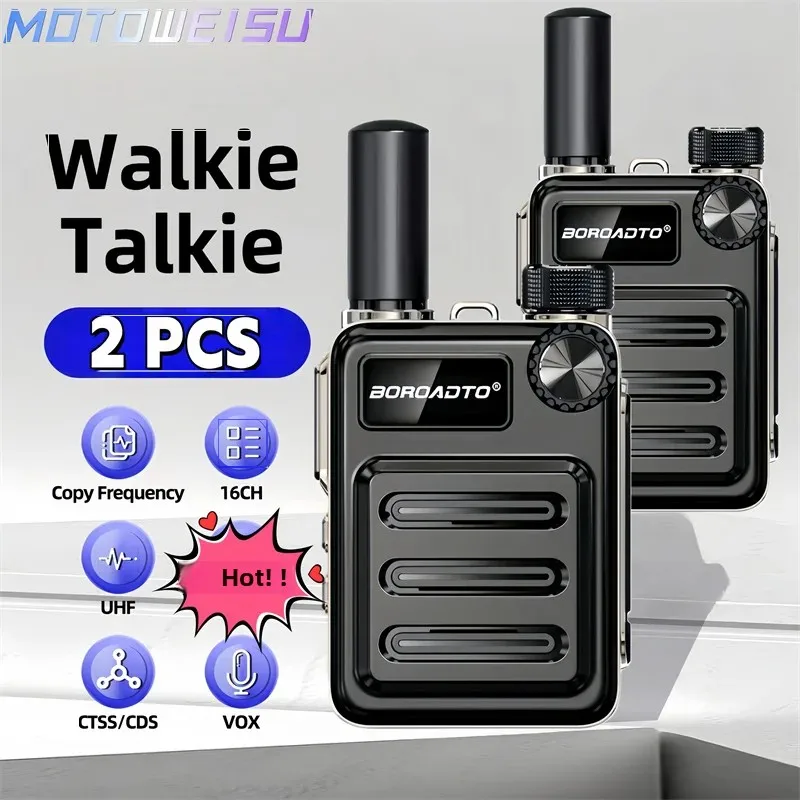 16CH UHF Portable Walkie Talkies 400-470MHz Long Range Wireless Copy Frequency Two-Way Radios for Camping Hiking Hotel