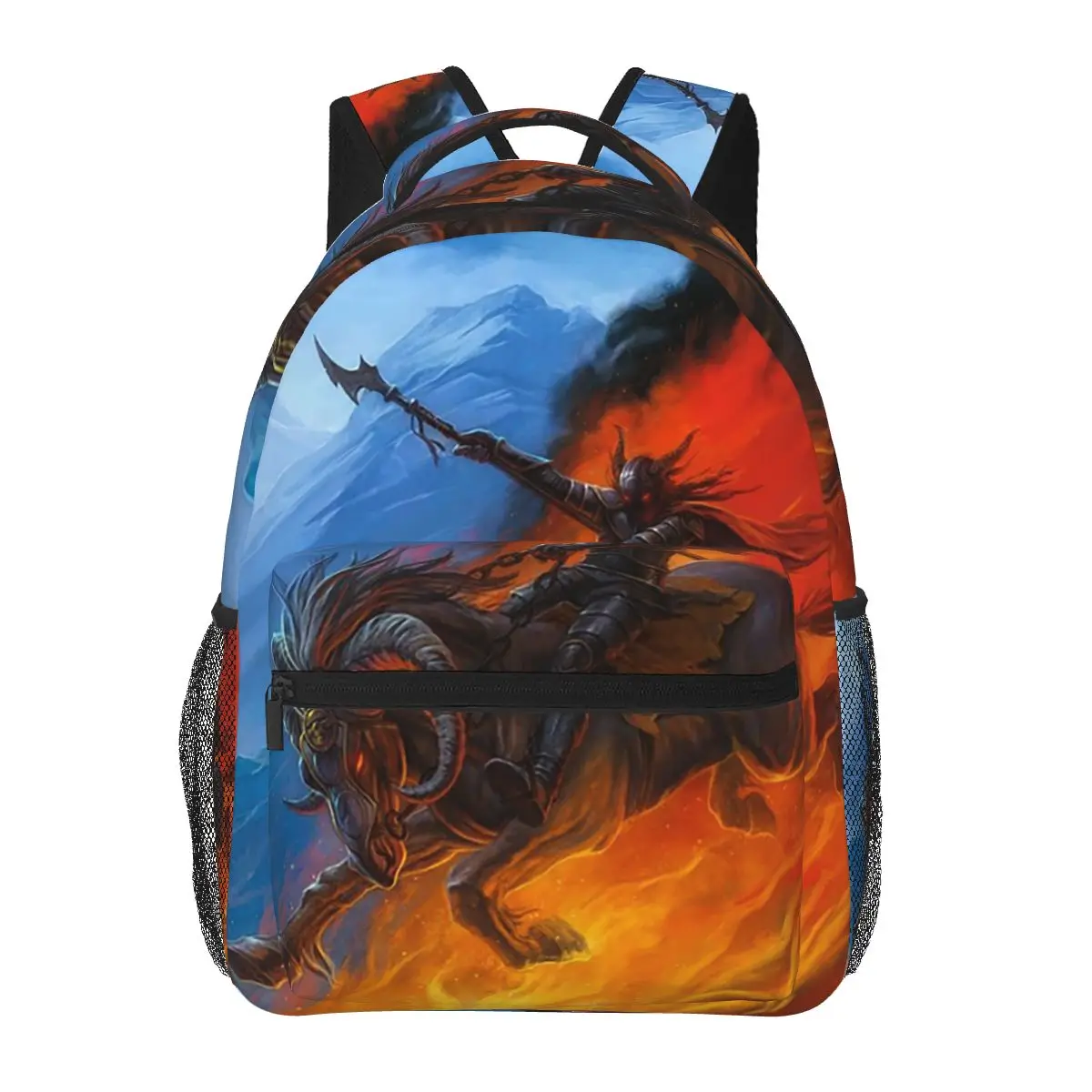 

Vibrant Rider On Horseback In Flames Student Backpack School Bag Hiking Travel Daypack for Men Women Bookbag Shoulder Bags
