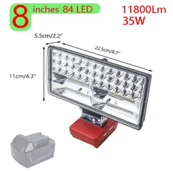 Lampe de travail LED pour voiture, torche électrique, lampe de poche, budgétaire, batterie externe USB, Milwaukee, 18V, batterie Eddie Ion, faisceau haut et bas, 8