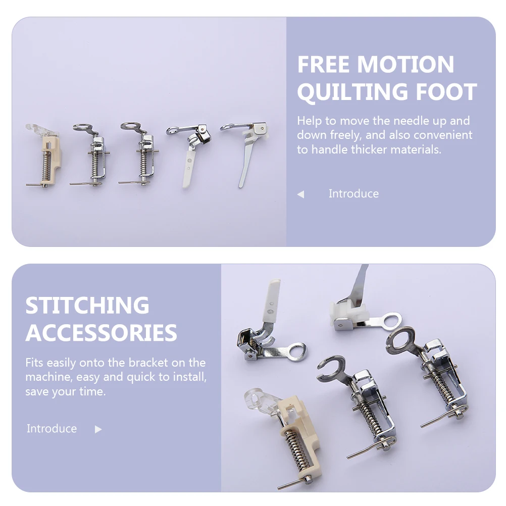 

5pcs Sturdy Sewing Machine Presser Foot Household Multi-Function Darning Stitching Foot Portable Wear-Resistant Sewing Feet