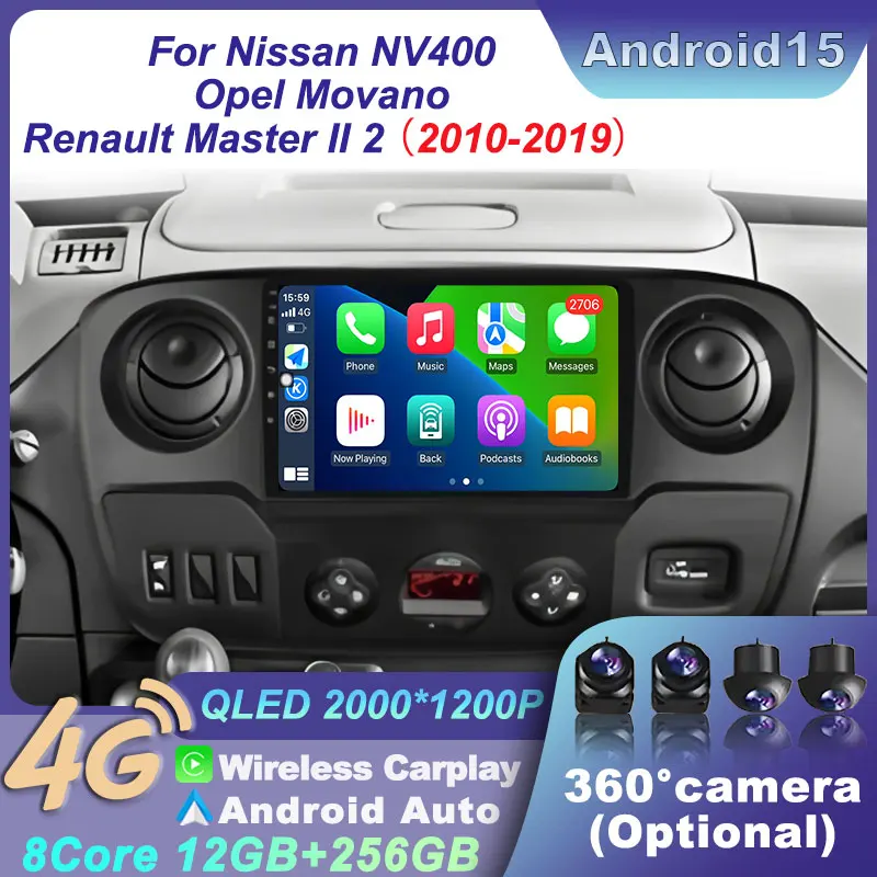 Android 15 GPS стерео навигация мультимедиа для Nissan NV400 Opel Movano Renault Master II 2 2010-2019 автомобильный радиоплеер с экраном