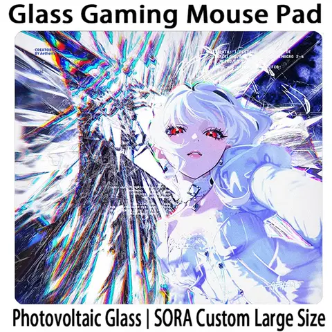 A-Aetheris B-Boundless Glass Mouse Pad Creator SORA Micro Etching Desk Mat Extra Large 450X400MM Tempered Gaming Glass Mousepads