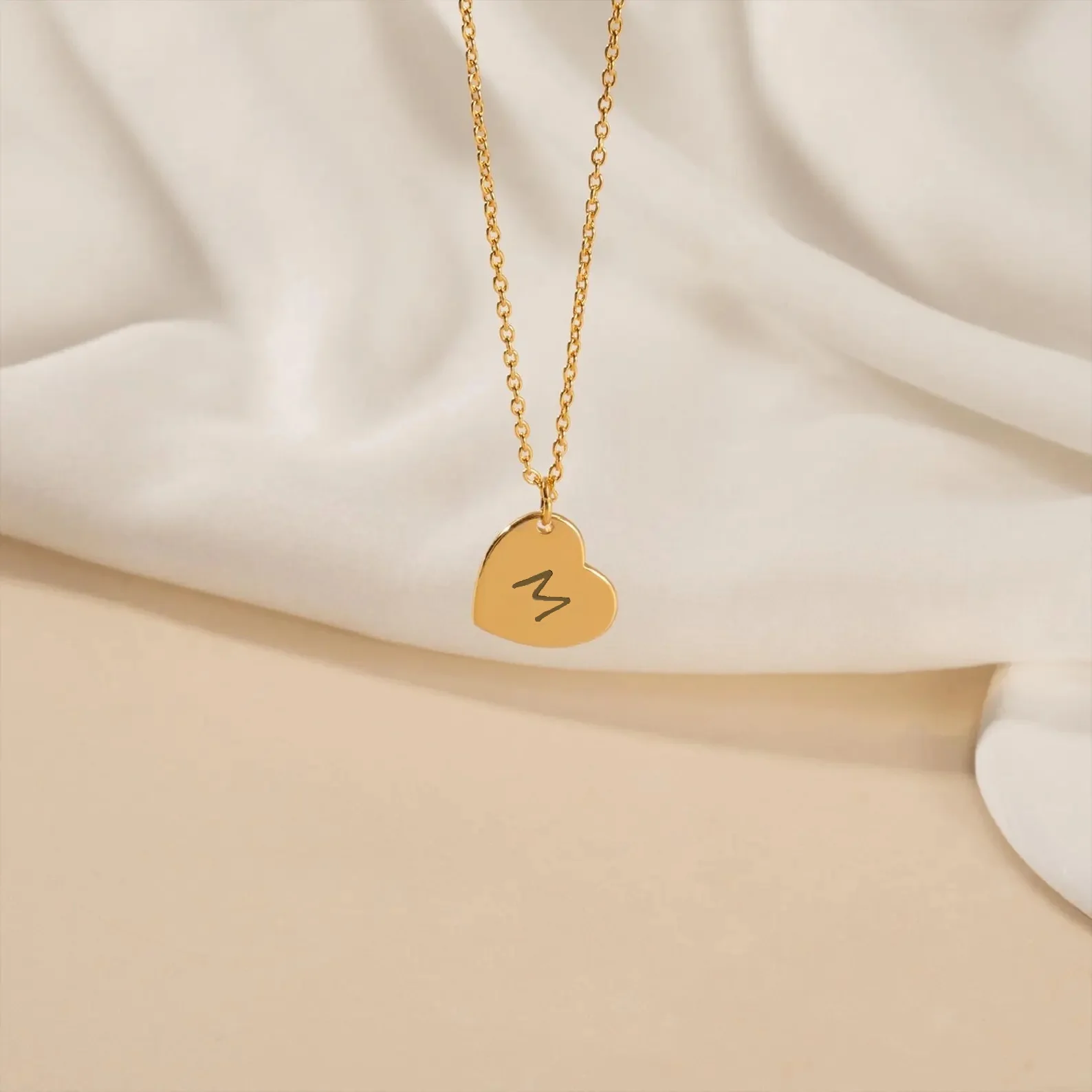

Custom Heart Pendant Necklace Engraved Letter Necklace Monogram Initial Pendant Personalized Jewelry Gift For Her