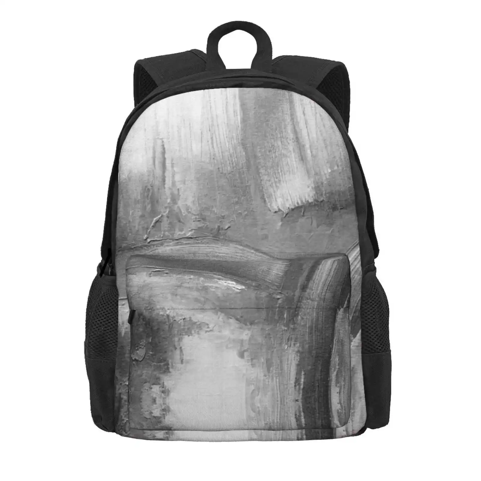 Gray Abstract Hot Sale Schoolbag Backpack Fashion Bags Scandinavian Abstract Modern Art Industrial White Grey Diptych Urban