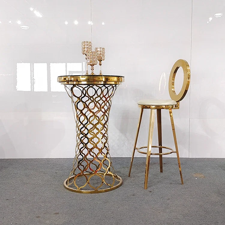 

High Quality Gold Stainless Stain Bar Table Luxury Modern Table Wedding Decoration Cocktail Table