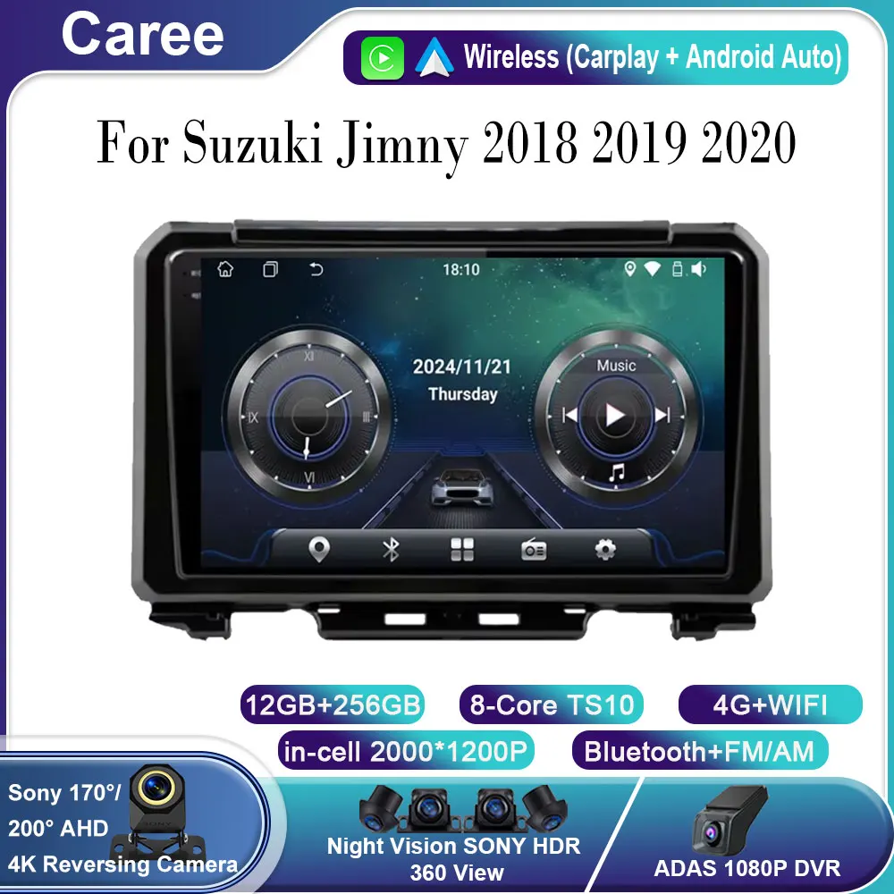 

Автомобильный Android для Suzuki Jimny 2018 2019 2020, автомобильный радиоприемник, мультимедийный стерео видеоплеер, GPS-навигация BT Carplay Auto DSP, без 2Din