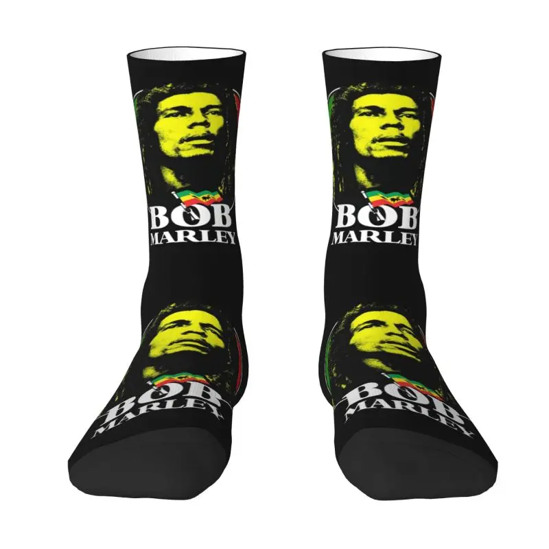 Reggae Rock Bob Marley Men's Crew Socks Unisex Novelty Spring Summer Autumn Winter Dress Socks