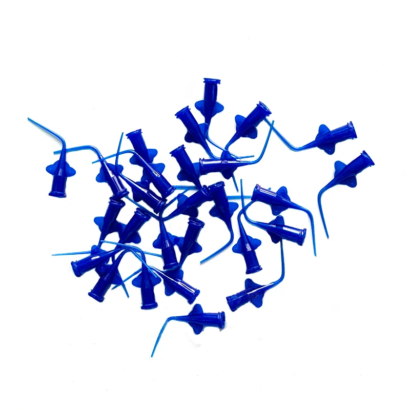 Embout d'aiguille d'irrigation dentaire jetable, 100 pièces/sac, aiguille de livraison d'hydroxyde de Calcium, pointe de seringue en plastique 0.25/0.35/0.4mm