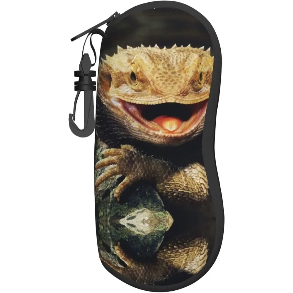 Bearded Dragon Glasses Case Pouch Prints Zipper Soft Eyewear Storage Box Outdoor Travel Portable Anti-Pressure Sunglasses Bag