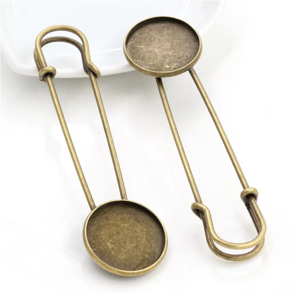 5pcs 18mm 20mm 25mm Inner Size Bright Silver/Gold Plated Bronze Brooch Pin Simple Style Cabochon Base Setting Pendant