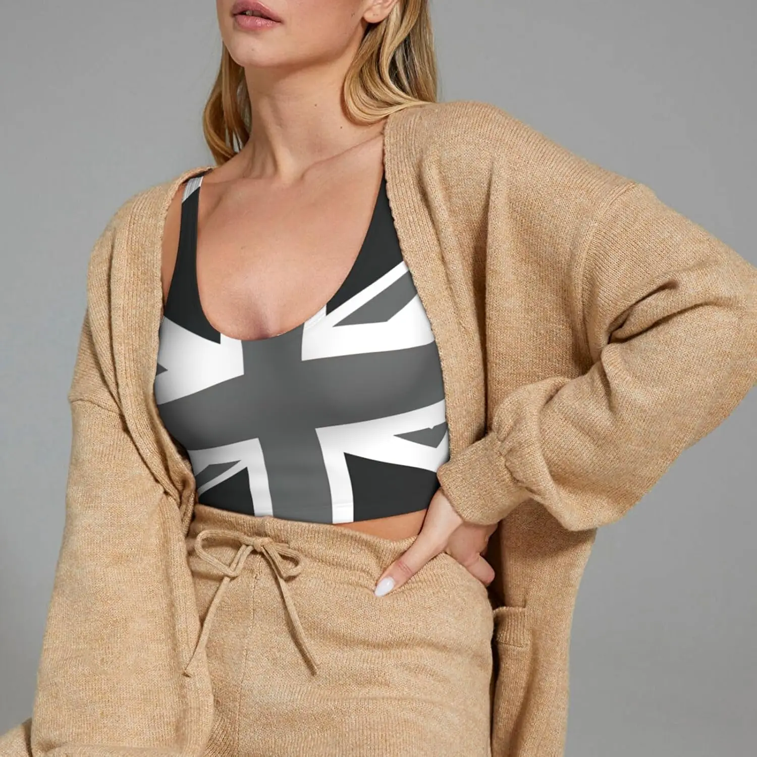 Bandeira nacional do reino unido impressão inverno moda feminina colete esportivo yoga treino colete para mulher leve verão