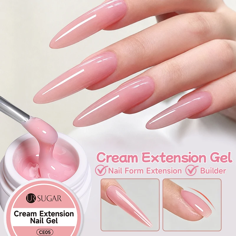 UR SUGAR 15ml Rosa Creme Schnellverlängerungs-Nagelgel Semi-permanenter Aufbaulack Maniküre Abziehbarer LED UV Gel Nagelaufbau
