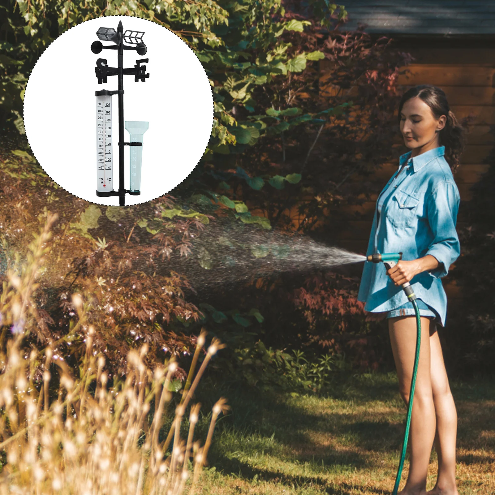 

1Pcs Weather Station Outdoor Garden Yard Thermometer Multi Function Rain Gauge Wind Meter High Accuracy Easy Installation