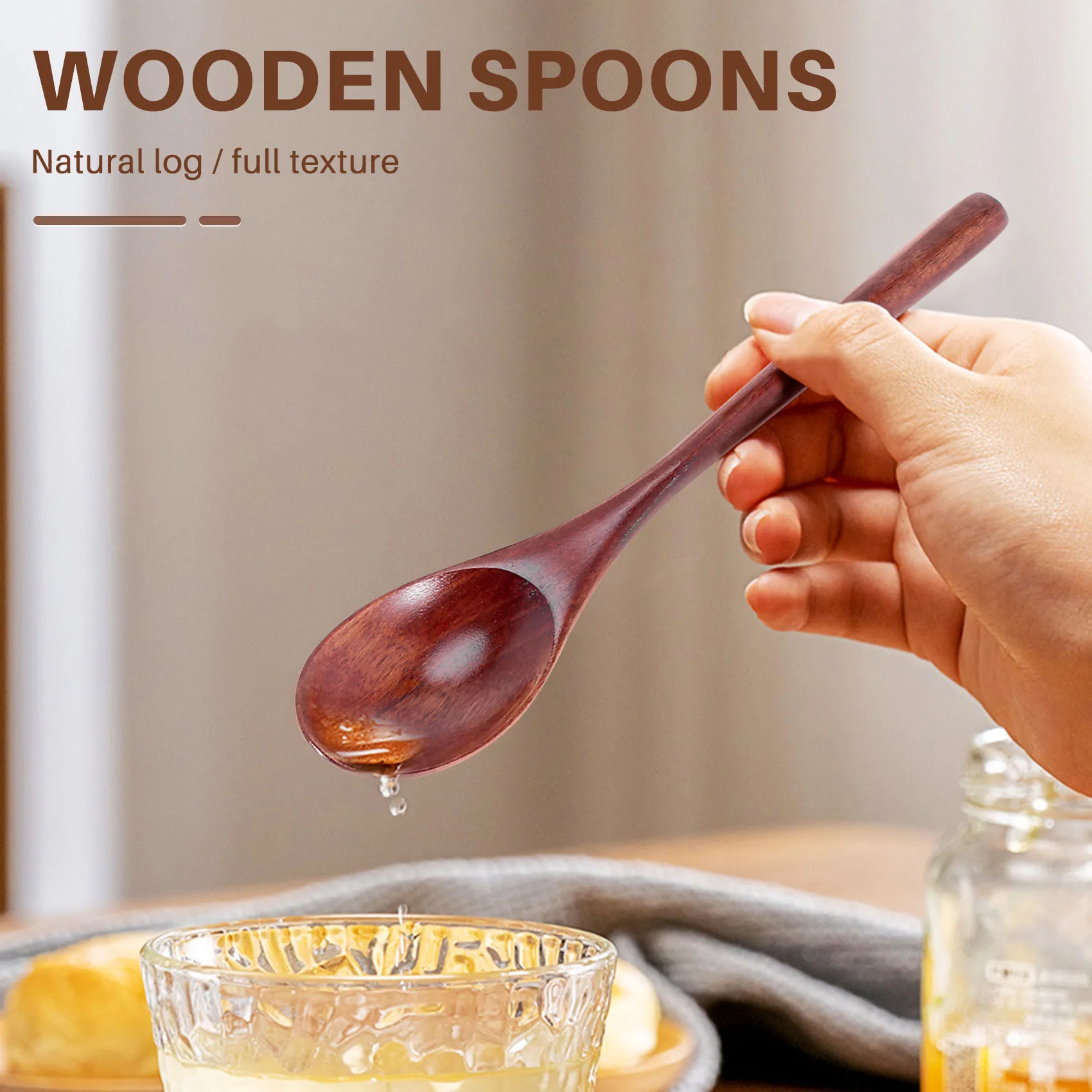 Wooden Cutlery Set Portable Eco Friendly Reusable Flatware Utensils Set Spoon Fork Chopsticks for Camping Office Lunch