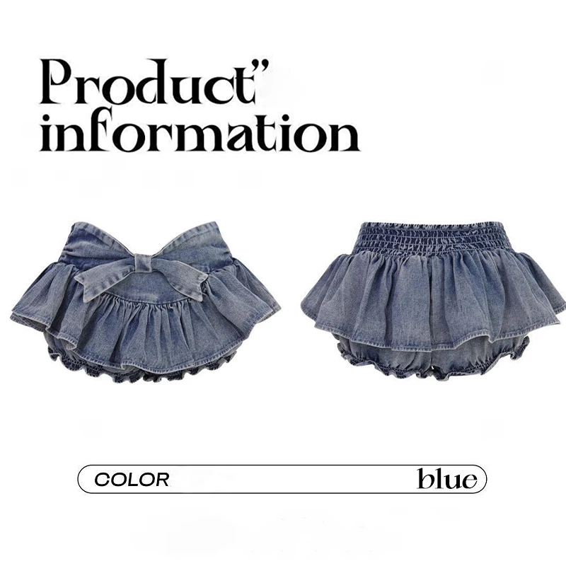 Y2k Ruffles Women Short Skirt Vintage Mini Pompous Skirt French Bow Autumn Demin Japanese Sexy Fashion 2000s Short Skirts