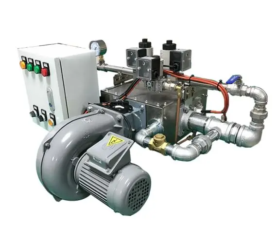 Stainless Steel Dual Stage 220v Flame Gas Burners 230kw Industry Gas Linear Heater Powder Coating Fire Burner With Fan Power