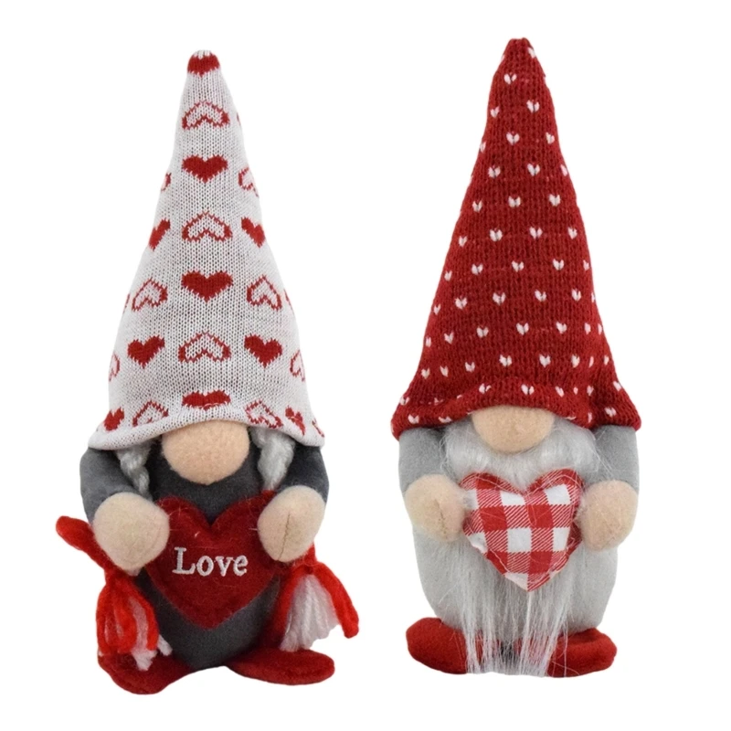 Swedish Gnomes Plush Dolls with Heart Love Scandinavian Toy Valentines Day Wedding Parties Decors Home Tabletop Ornament