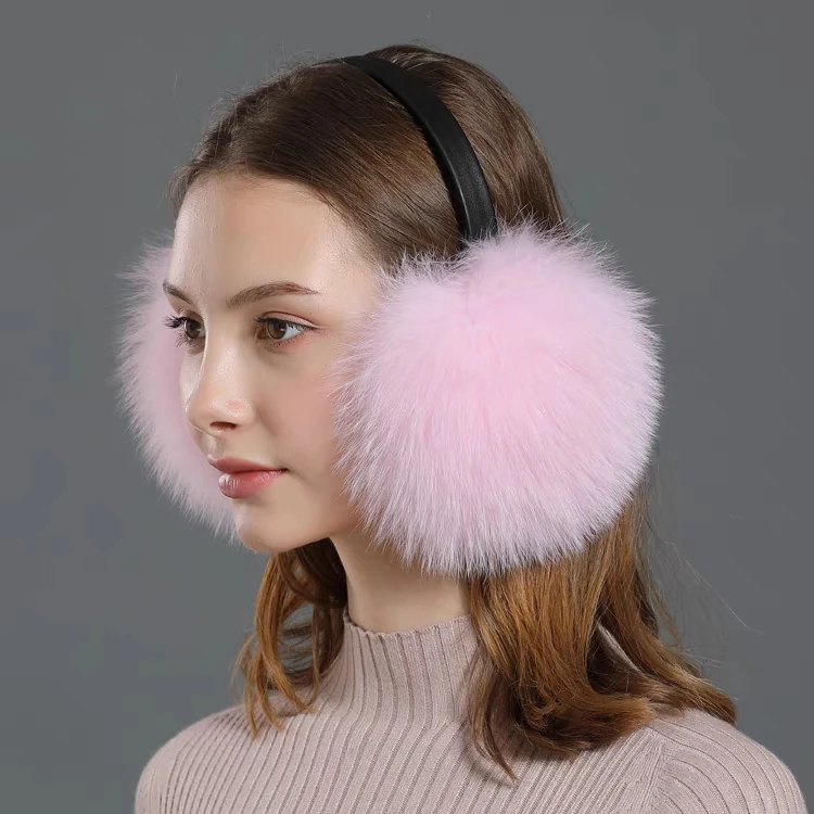 Winter Outdoor Warm Fluffy Outfits Real Fox Fur Earmuffs CX-A-73C