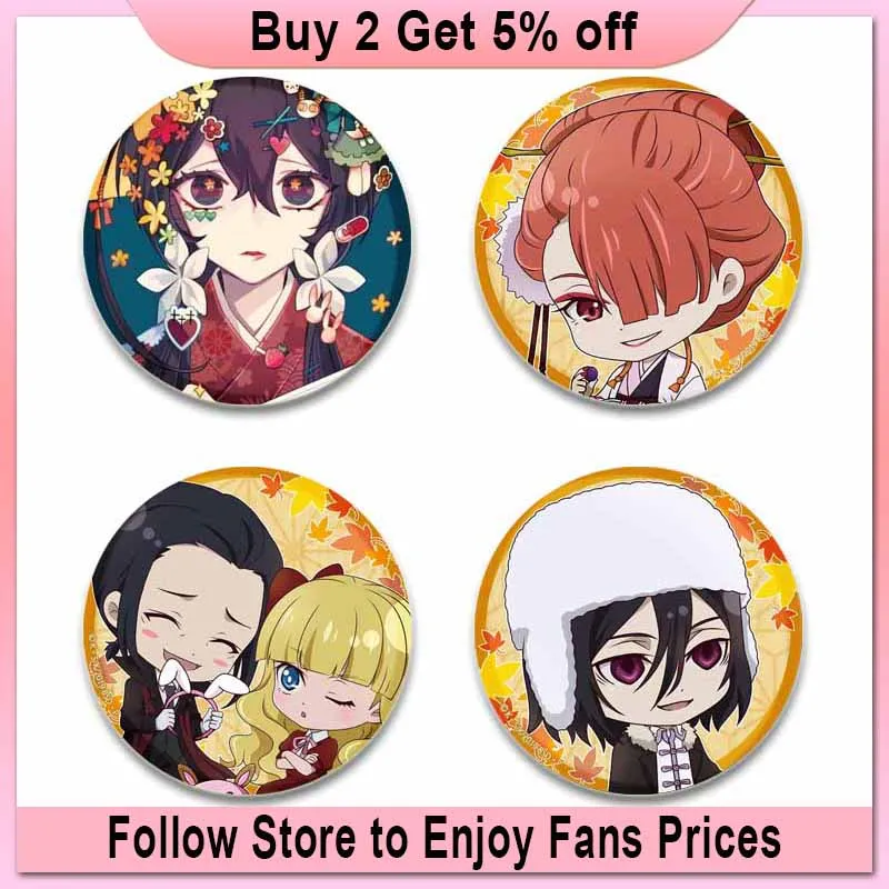 Anime Brooches Dazai Osamu Nakahara Chuya Lapel Pins Cartoon Cosplay Badges Backpack Souvenir Jewelry Gifts