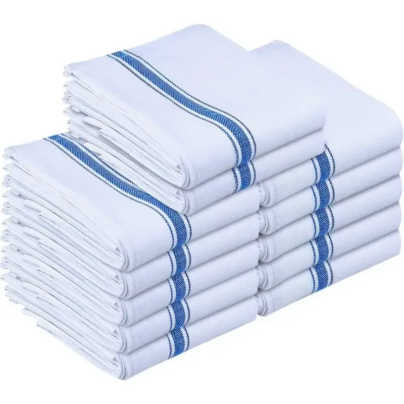 Dish Towels,15 x 25 Inches, Ring Spun Cotton Super Absorbent Linen Kitchen Towels, Soft Reusable Cleaning Bar and Tea Towels Set