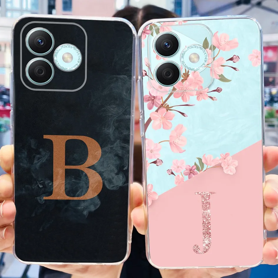 For Honor X60i Case 2024 Fashion A Z Letters Flower Transparent Silicone Soft TPU Back Cover For Honor X50i Funda HonorX60i Capa