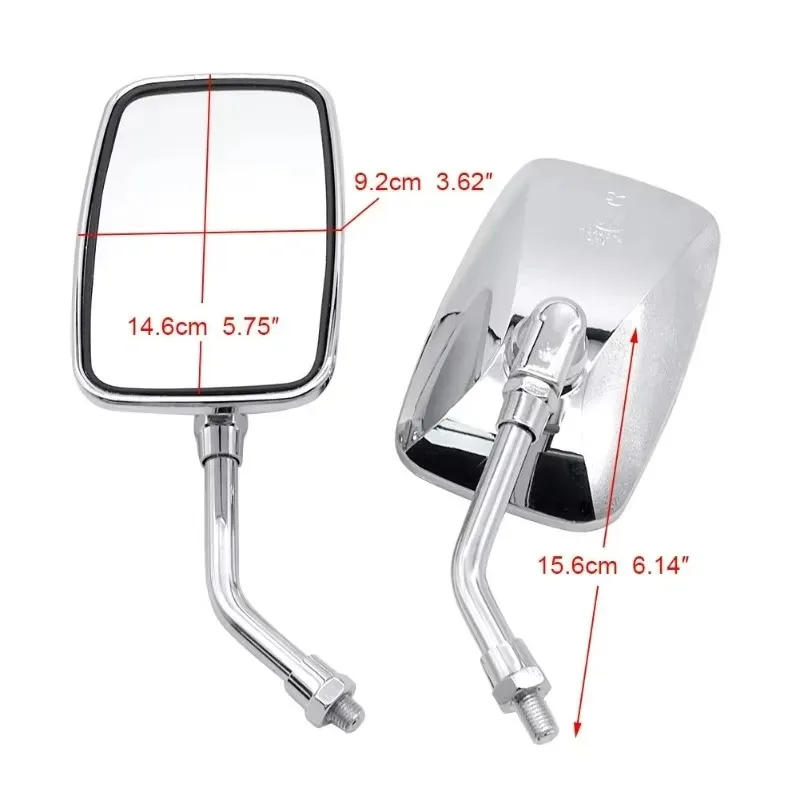 

Hot For 1pair 10MM Side Mirrors Chrome Universal Retro Rectangle Metal Motorcycle Rearview Dirt Bike Scooter Moped Tricycle Quad