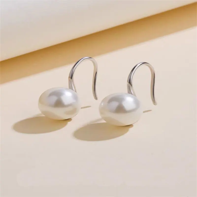 Senlissi-New Fashion Wholesale 8-12mm Freshwater White Pearl and 925 Sterling Silver Stud 18 k Earrings for Women  Jewelry Gifts