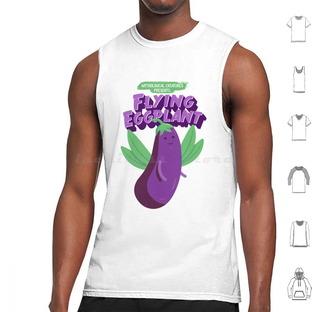 Flying Eggplant Tank Tops Print Cotton Mythos Mythological Greek Mythology Eggplant Food Creature Quimera Movie Veggie