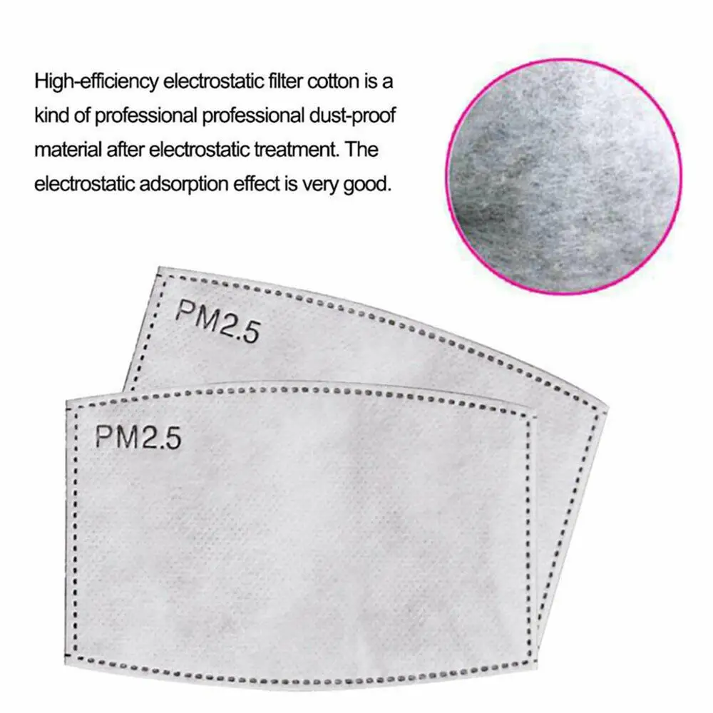 Disposable Replaceable 5 Layers PM2.5 Filter Mask Activated Carbon  Paper Adult Masks Anti Dust Haze Mouth Face Mask Filters