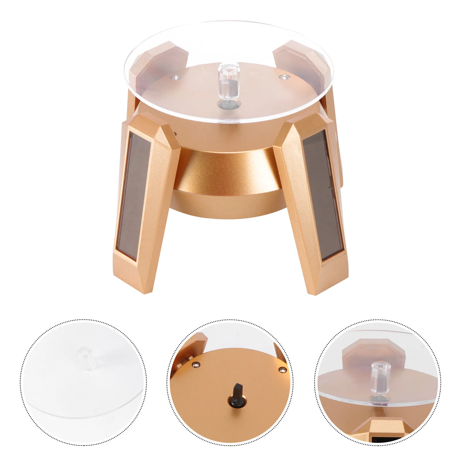 

1pc Led Light Display Stand 360° Rotatable Turntable For Jewelry Watch Solar Powered Display Base Desktop Showcase