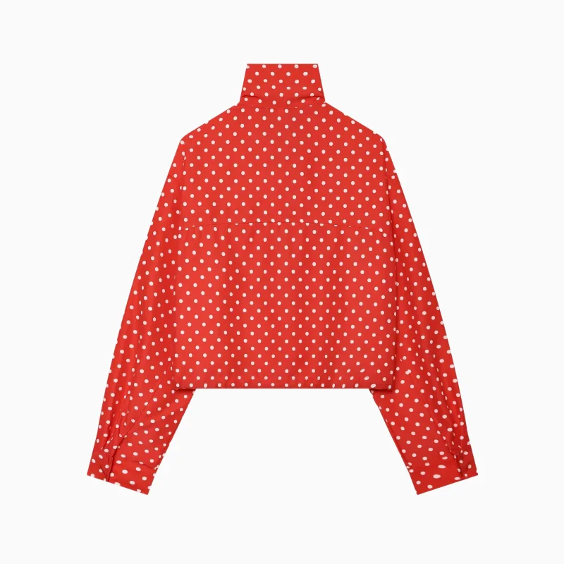 Women's Polka Dot Bomber Jacket New Jackets Demi-Season Oversized Long Sleeve Top Outerwear Aviator Plus Size Zip Up Cropped