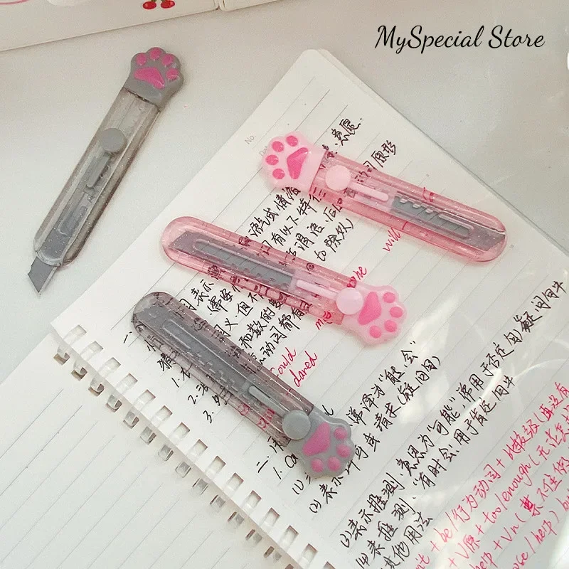 1pc Mini Utility Knife Lovely Cat Paw Box Cutter Korean Creative Stainless Steel Paper Cutter Kawaii Stationery Student Supplies