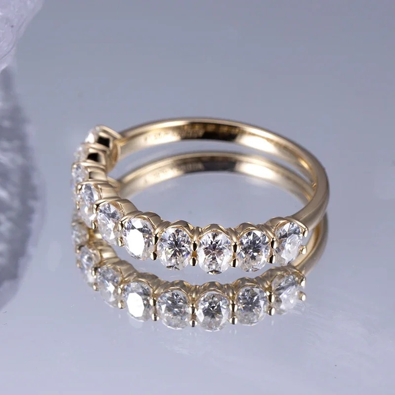 Messi Jewelry  MSR-823 18K Gold Oval Moissanite Eternity Ring