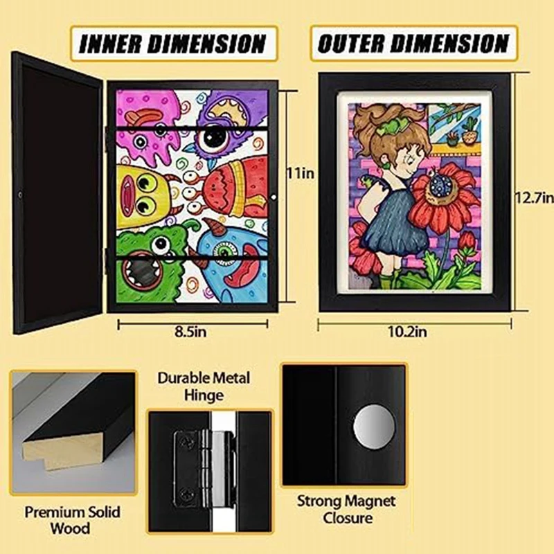 Display artistico da 1 pezzo per bambini Display artistico orizzontale e verticale 8.5 x11 cornici per opere d'arte per bambini intercambiabili con apertura frontale