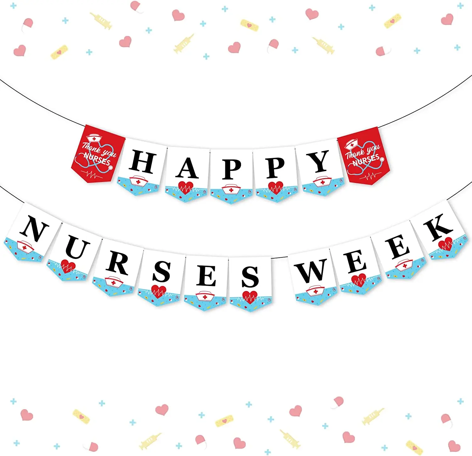 Sursurprise-Happy Nurses Week Banner, Nurse Week Decorations, Nurse Appreciation Party Supplies, Nurse Theme Party Decor