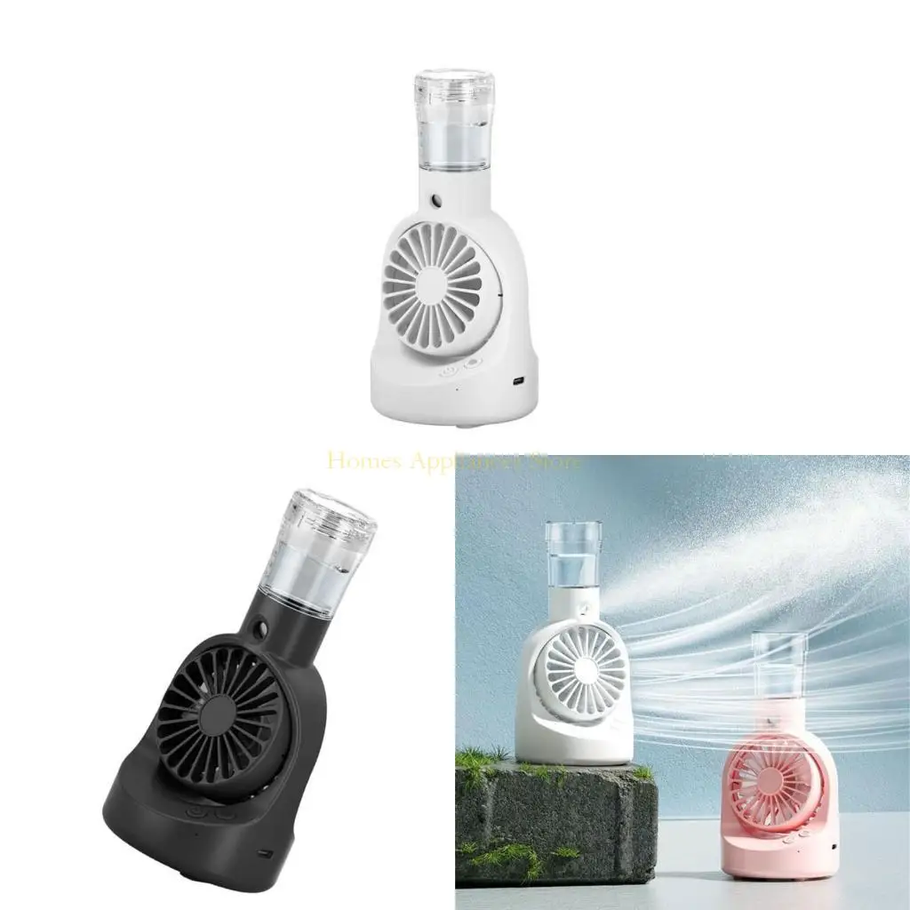 

D0AB Small Desk Fan Powerful Fan Small Pocket Fan Lightweight Rechargable Fan Misting Fan Plastic Material