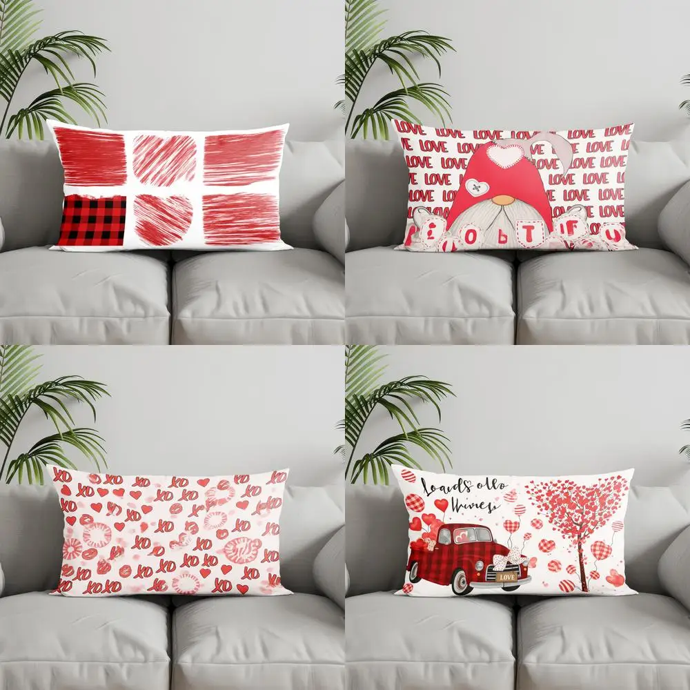 ديكور المنزل ضربات حمراء ومدقق المخدة مناسبة ل أريكة غرفة نوم غطاء وسادة السيارة وسادة مستطيلة الظهر